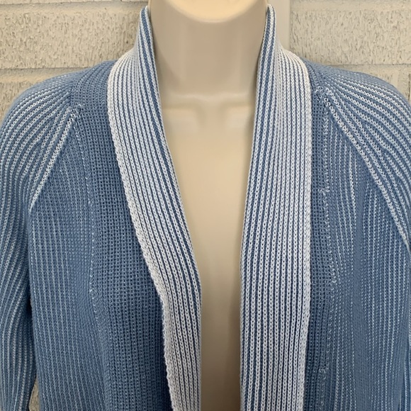 Land's End Drifter Shaker Blue Knit Open Front Cardigan Long Sleeve Women's XS - Picture 2 of 12